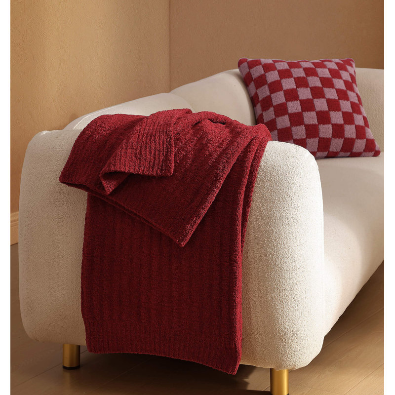 Checkerboard Lumbar Pillow Cover & Insert, 20" H x 20" W' x 1.4" D, Pomegranate/Rose Checkered
