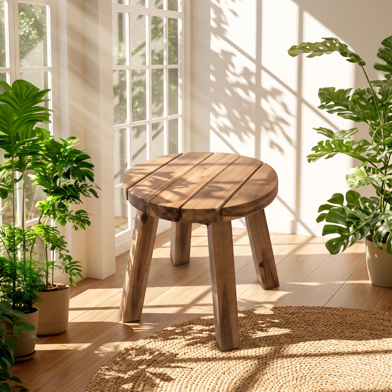 Table d'appoint ronde en bois d'acacia massif l 16 po x P 16 po x H Evergreen