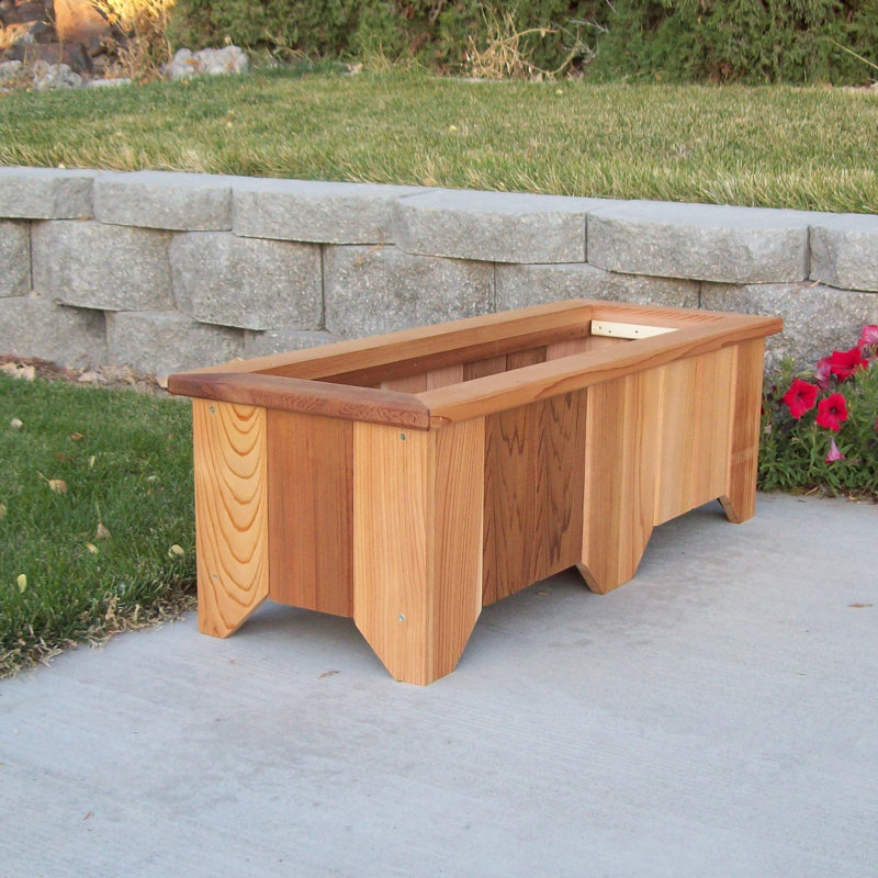 Cainsville Handmade Wood Planter Box, Cedar Stain, 13" H x 39" W x 15" D
