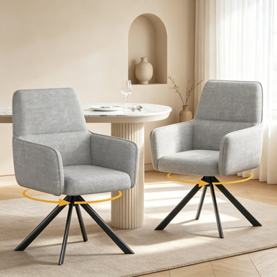 Chaises de salle à manger pivotantes en chenille de style moderne du milieu du siècle, fauteuils d'appoint avec pieds en métal