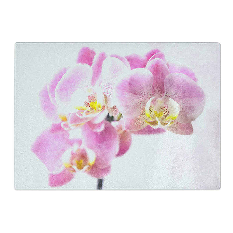 Tempered Glass Pink Orchid Flower Chopping Board, 20 cm x 28.5 cm