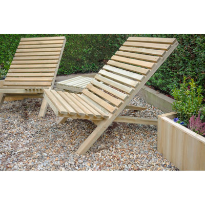 2 - Person Pine Solid Wood Patio Dining Set