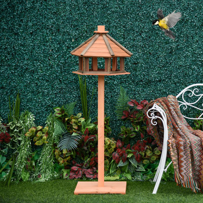 Kira Wood Freestanding Tray Bird Feeder