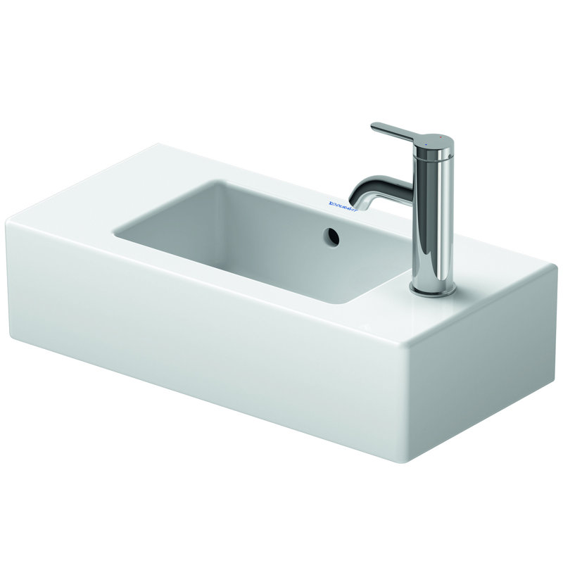 Lavabo de salle de bain mural rectangulaire en céramique blanche avec trop-plein Vero