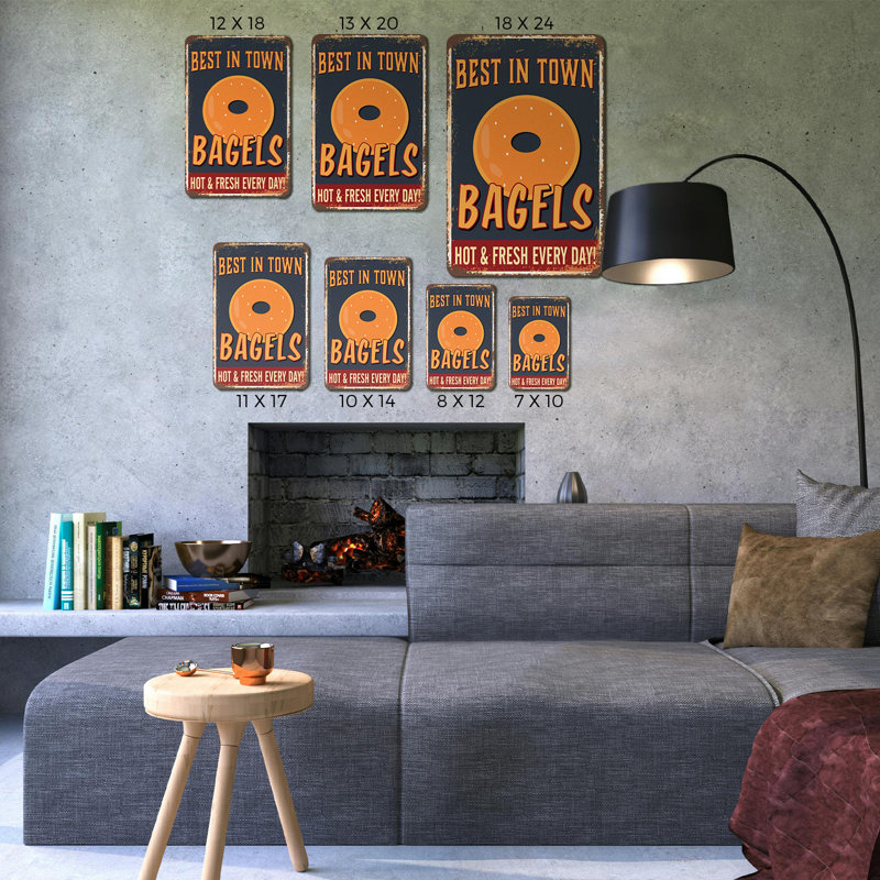 Enseigne de fantaisie en aluminium Best In Town Bagels 7 po x 10 po