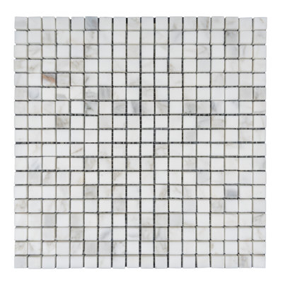 Marmor 12 x 12 Matte White Calacatta Marble Square Mosaic Tile (5 Sq Ft/Case) - 5 Pack