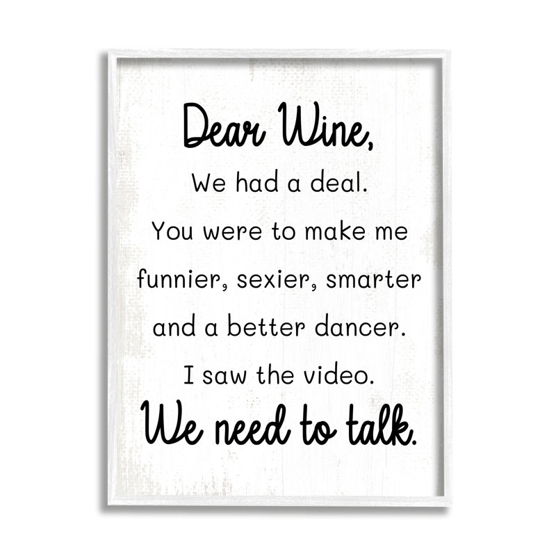 Bb-622, reproduction encadrée sur toile «Dear Wine Need to Speak» par Lil 'Rue, Cadre flottant gris lustré, H 30 po x l 24 po