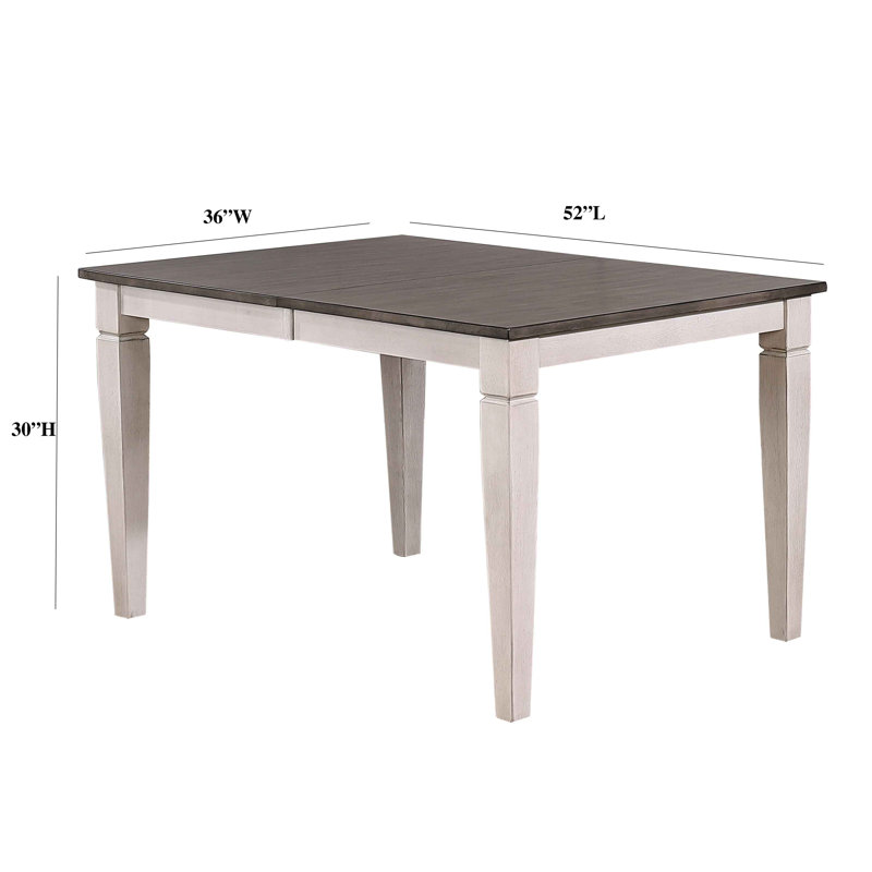 Table de salle à manger Corinna, Blanc orageux, Frêne