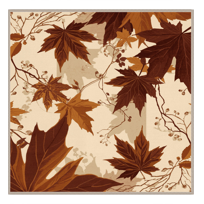 Machine Washable Ortmund Vine Maple Garden Floral Rug in Beige – Beige Binding, 6' Square