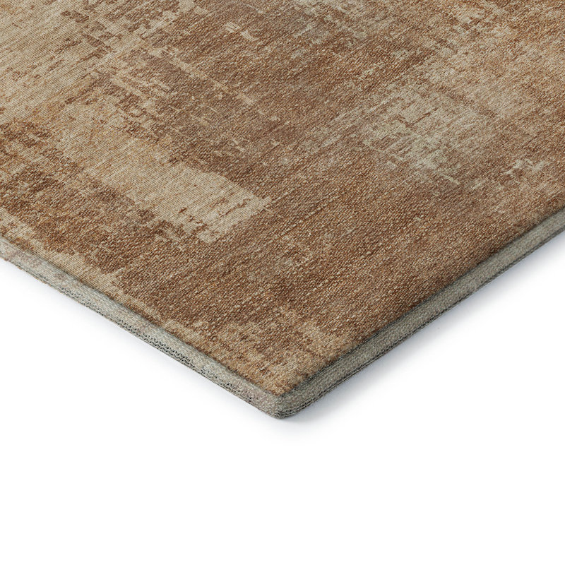 Premium Machine Washable Prisco Terracotta Rug, Round 8'