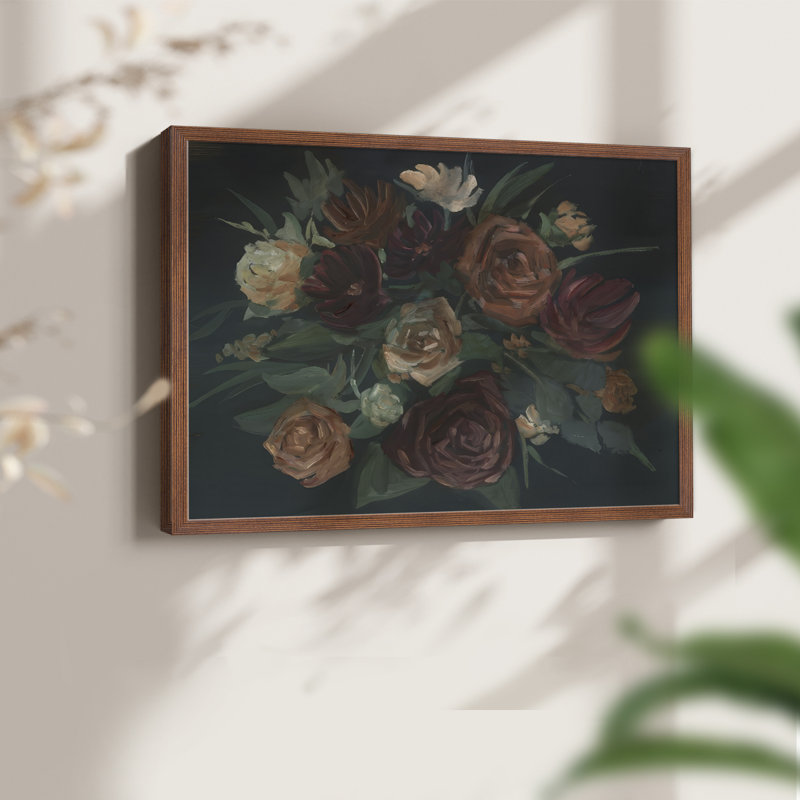 Nature morte antique II - reproduction encadrée - réaménageable, H 11 po x l 14 po, Noyer