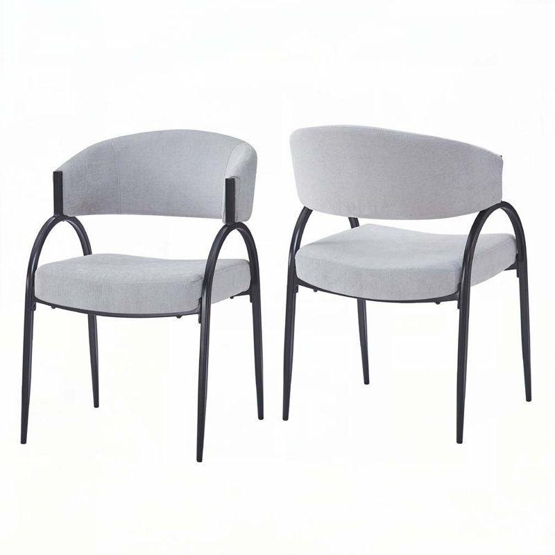 Chaises de salle à manger rembourrées avec pieds en métal, Gris clair