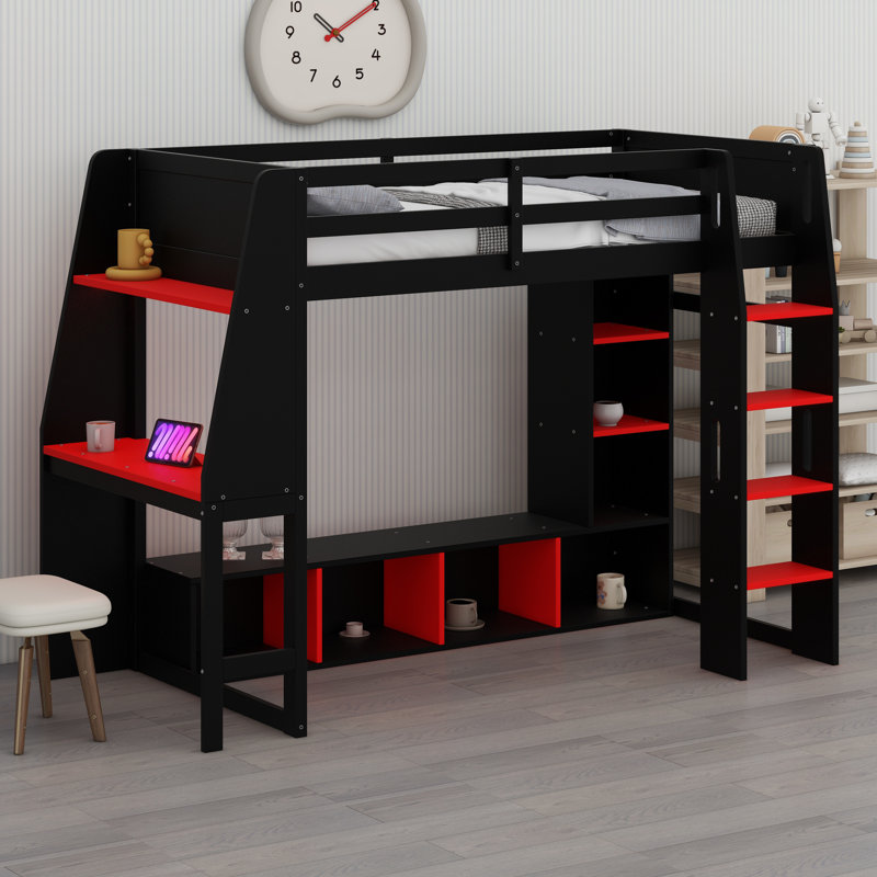 Lit mezzanine avec bureau Gaming