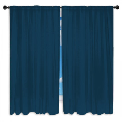 Solid Blue Background Window Curtains Solid Color Sheer & Room Darkening - 2 Panels