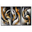 Fractal Waves of Dark Golden Galaxy - ensemble de 3 toiles abstraites encadrées-129076531-129076528