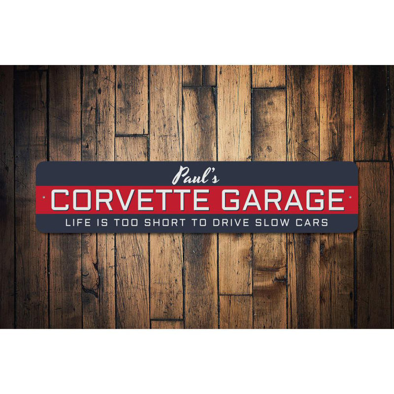 Enseigne en métal Corvette Garage, H 6 po x l 24 po x P 0,063 po