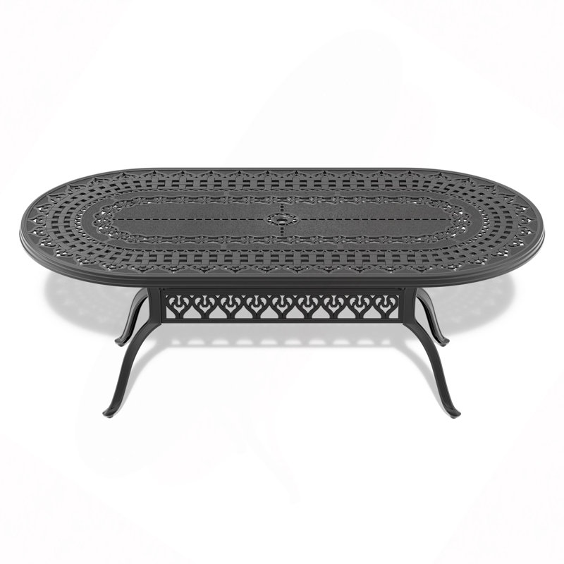 Table de salle à manger en aluminium coulé avec cadre et trou pour parasol L81,89 * W41,34 po