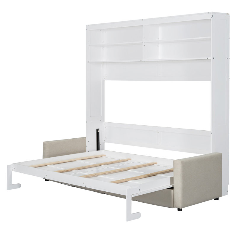 Lit escamotable mural avec coussin Kiora, Gris, King