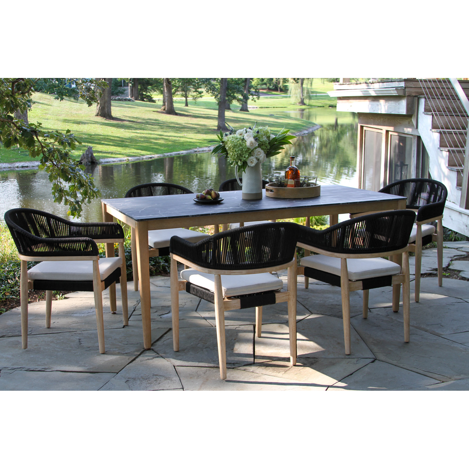 Posey 36" Patio Dining Set, Black