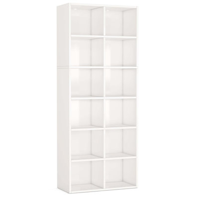70.9" Bookcase, Modern Bookshelf with 12 Cube Storage