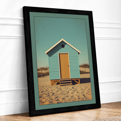 Solitary Beach Hut Coastal - Framed Print