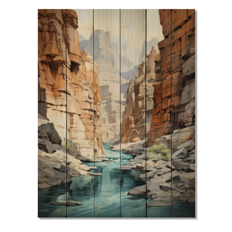 Art mural en bois canyon, impression de paysage désertique - Canyon Endless Journey IX, H 32 po x l 24 po x P 0,78 po