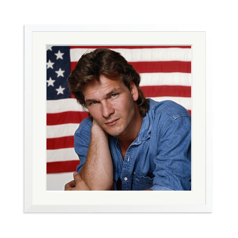 Patrick Swayze, 1992, 25" H x 25" W, White