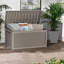 Boîte de rangement extérieure en résine pour oreillers d'extérieur, outils de jardin et fournitures de piscine, étanche, verrouillable 320 gallons