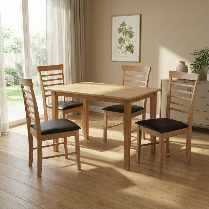 4 - Person Rubberwood Solid Wood Dining Set