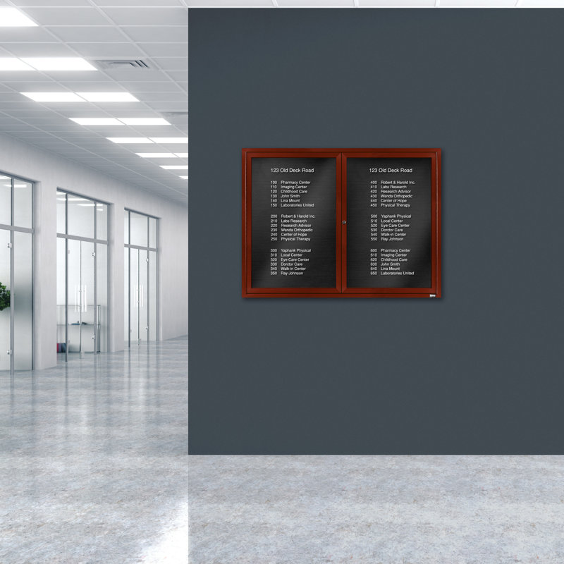 Panneau de lettres mural fermé en aluminium, Bois de cerisier, Deux, H 36 po x l 48 po