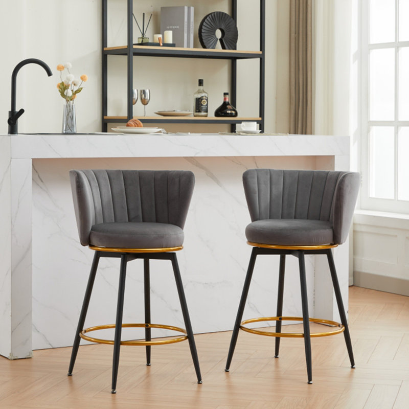 Ensemble de 2 tabourets de bar à hauteur de comptoir, pivotant à 360 °, revêtu de velours pour plus de confort et de style