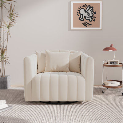 Fauteuil demi-tonneau pivotant rembourré de 40,3 po de largeur