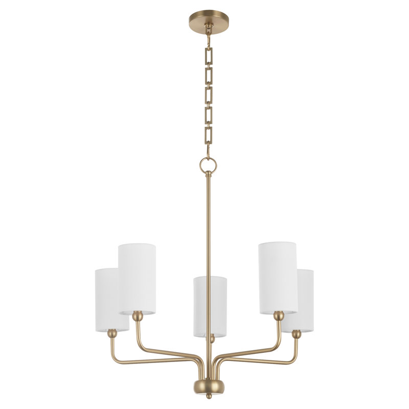 CHARLOTTE 5 Light Chandelier, Aged Brass