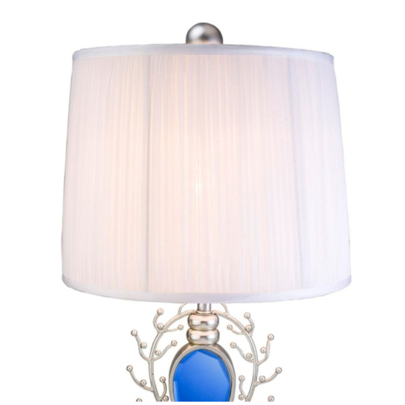 Lampe de table haute de 27,75 po «Just Dazzle» avec finition argentée et abat-jour blanc