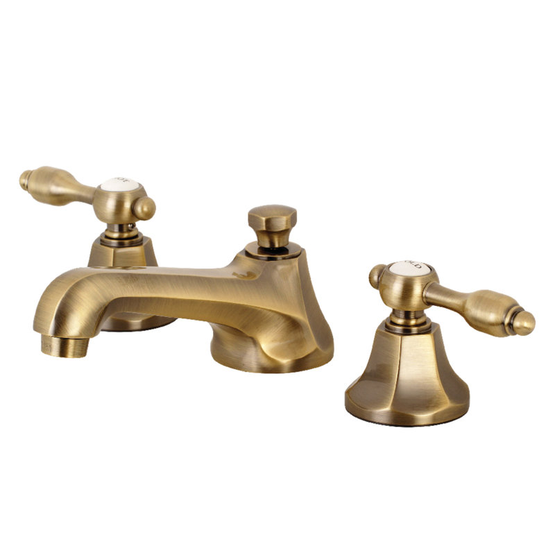 Tudor Widespread Bathroom Faucet with Drain Assembly, Vintage Brass