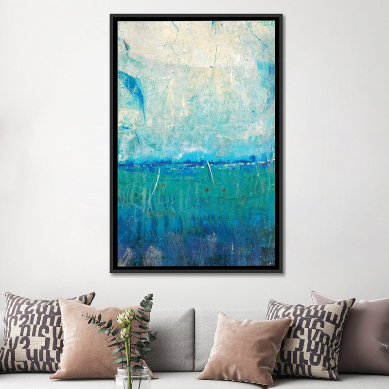 « blue mouvement i », impression sur toile, H 26 po x l 18 po x P 1,5 po, Toile encadrée noire, Pas de tapis