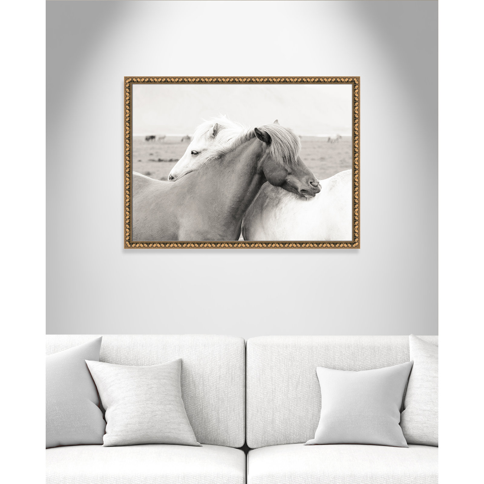 Melanie "Icelandic Meadow Horses" Print, 26.5" H x 36.5" W x 1.13" D, Gold Bead Framed