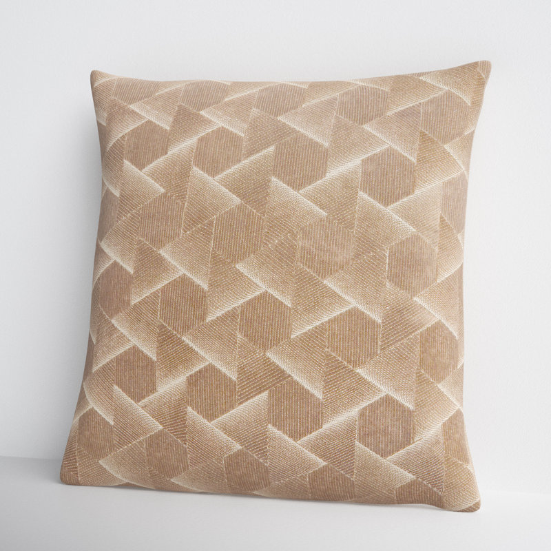 Gretchen Geometric Cotton Throw Pillow, Beige, Down