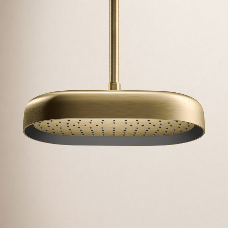 Statement 14" Single-Function Wall or Ceiling-Mount Round Rainhead, Oblong Rain Showerhead 2.5 GPM