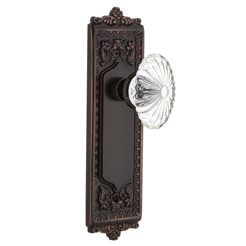 Egg & Dart Plate avec bouton de porte ovale en cristal cannelé, Bronze intemporel