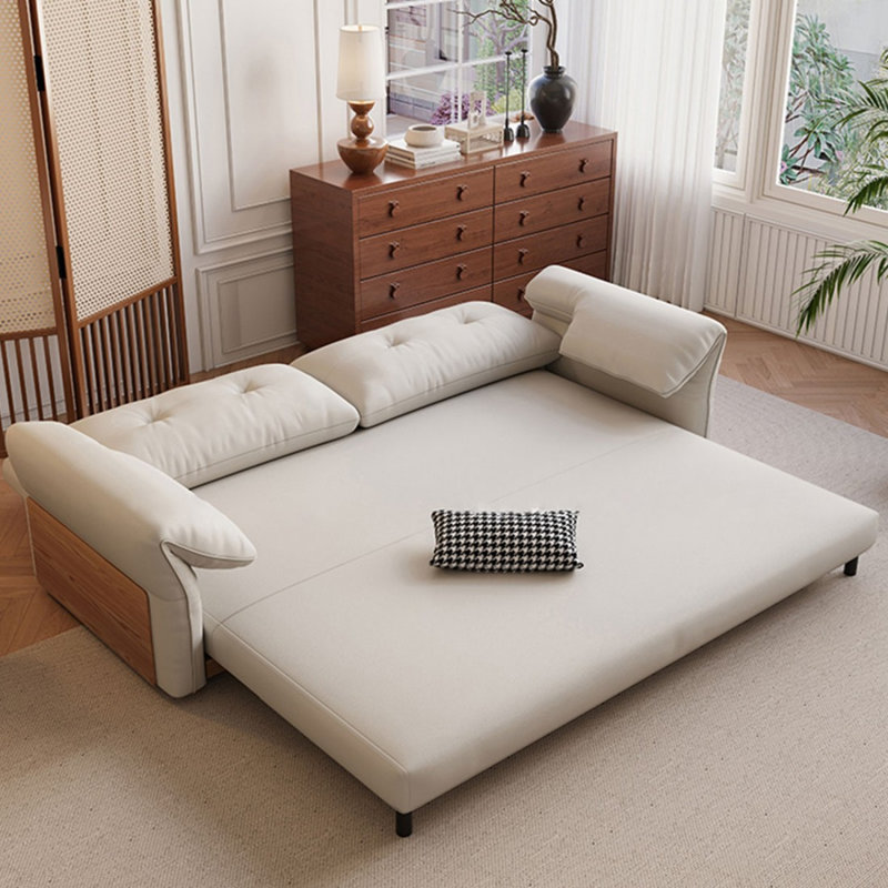 Canapé-lit causeuse en similicuir beige, 72.83"W*33.86"D*35.43"H