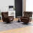 Genuine Leather Swivel Wingback Recliner(Set Of 2)-707884898