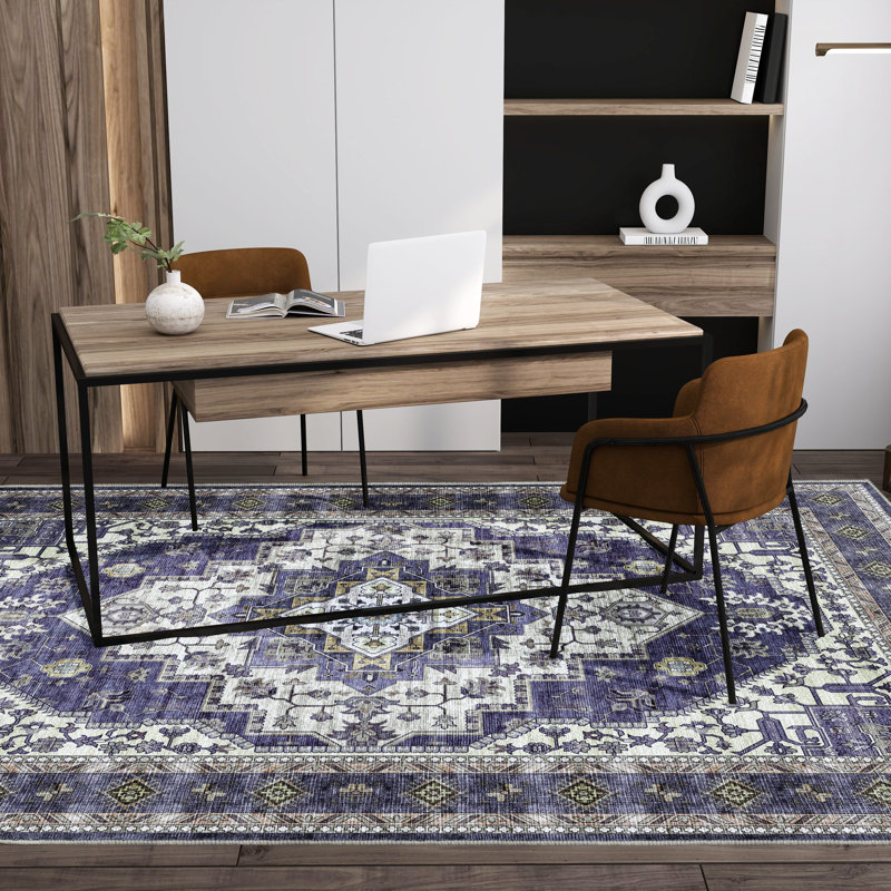 Chemesh Rectangle Area Rug with Non-Slip Backing, Rectangle 8' x 10', Purple