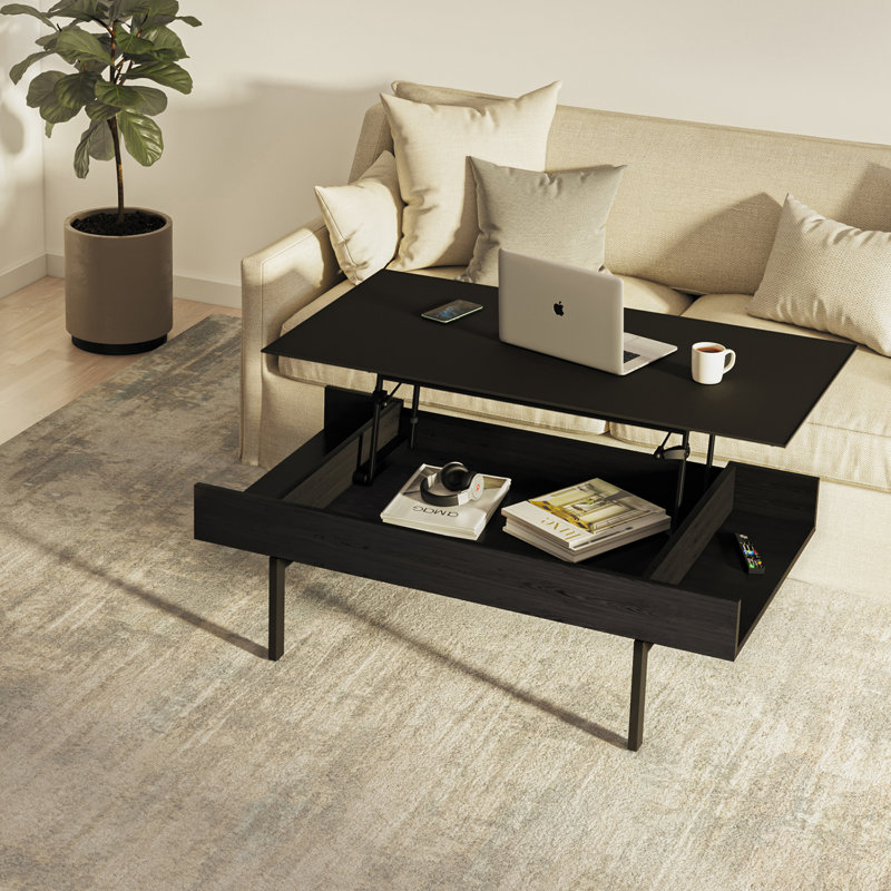 Reveal Glass Top Coffee Table, Charcoal Stained Ash
