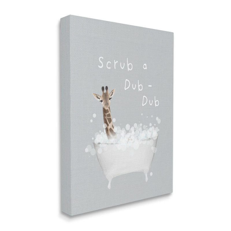 Art mural sur toile girafe Scrub-a-Dub par Leah Straatsma, H 30 po x l 24 po x P 1,5 po