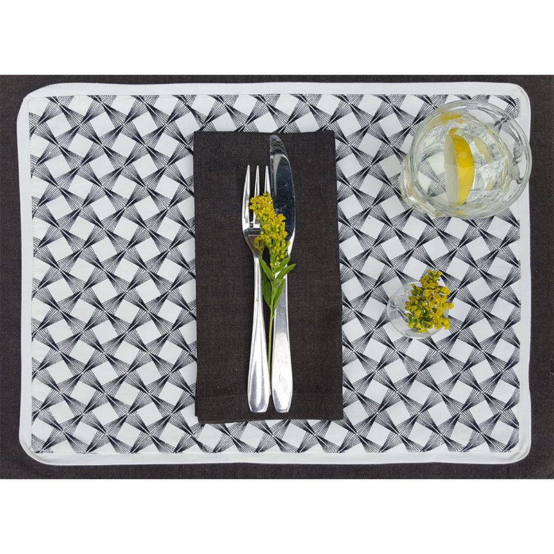 Thaksin Cotton Rectangle Placemat, Black