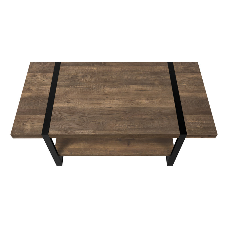 Table basse, accent, cocktail, rectangulaire, salon, L 48 po, métal stratifié, contemporain, moderne, Brun