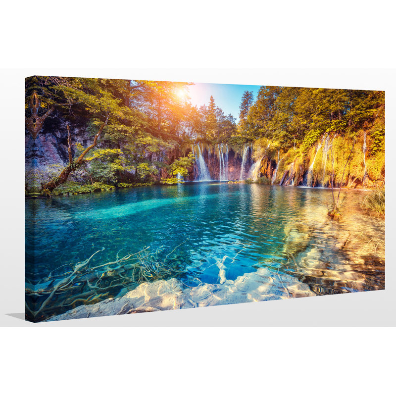 « plitvice lacs national park, croatie », reproduction de photo sur toile tendue, H 28 po x l 48 po x p 1,5 po