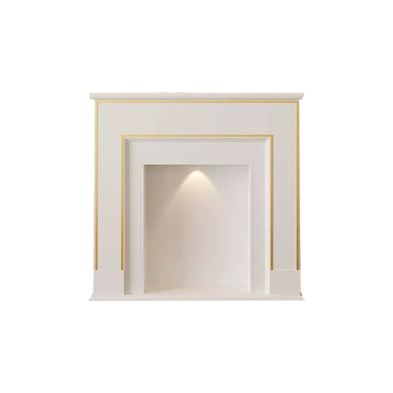 Beige Manufactured Wood Electric Fireplace