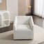 Fauteuil pivotant à 360 ° avec revêtement en chenille - pour la chambre à coucher, revêtement de bureau pivotant moderne, fabrication stable, couleur blanc de la salle d'étude, ton bois brun, carré